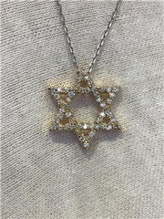 LIV 14k Yellow Gold & Diamonds G/VVS 0.50ct Star of David Star Custom Necklace 16" L