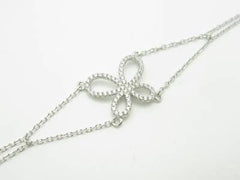 LIV Platinum Sterling Silver Diamond Set White Sapphire Butterfly Bracelet New Gift