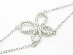 LIV Platinum Sterling Silver Diamond Set White Sapphire Butterfly Bracelet New Gift