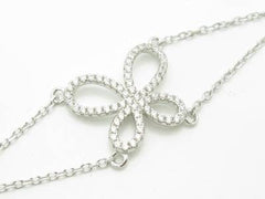 LIV Platinum Sterling Silver Diamond Set White Sapphire Butterfly Bracelet New Gift