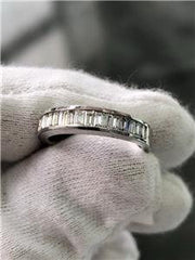 LIV 14k White Gold Genuine Diamonds Baguette Channel Set Stackable Band Wedding Ring