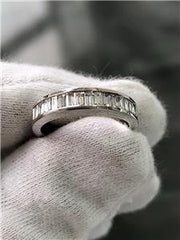 LIV 14k White Gold Genuine Diamonds Baguette Channel Set Stackable Band Wedding Ring