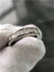 LIV 14k White Gold Genuine Diamonds Baguette Channel Set Stackable Band Wedding Ring