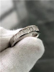 LIV 14k White Gold Genuine Diamonds Baguette Channel Set Stackable Band Wedding Ring