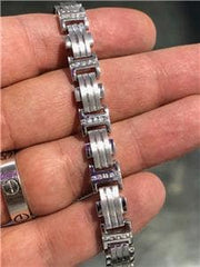 LIV 14k White Gold & Diamonds 1.02ct G/VS1 Men's Link Bracelet 8" Length 33.4 Grams