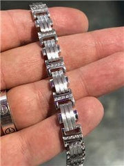 LIV 14k White Gold & Diamonds 1.02ct G/VS1 Men's Link Bracelet 8" Length 33.4 Grams