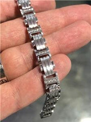 LIV 14k White Gold & Diamonds 1.02ct G/VS1 Men's Link Bracelet 8" Length 33.4 Grams