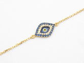 LIV 18K Gold Silver Diamond Set Pave White Sapphire Evil Eye Hamsa Kabbalah Bracelet