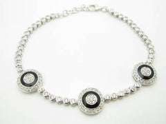 LIV Platinum Sterling Silver White Sapphire Evil Eye Kabbalah Tennis Bracelet Gift