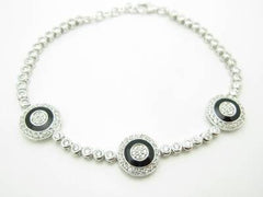 LIV Platinum Sterling Silver White Sapphire Evil Eye Kabbalah Tennis Bracelet Gift