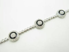 LIV Platinum Sterling Silver White Sapphire Evil Eye Kabbalah Tennis Bracelet Gift