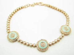 LIV 18kt Rose Gold Sterling Silver White Sapphire Evil Eye Kabbalah Tennis Bracelet