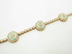 LIV 18kt Rose Gold Sterling Silver White Sapphire Evil Eye Kabbalah Tennis Bracelet