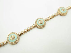 LIV 18kt Rose Gold Sterling Silver White Sapphire Evil Eye Kabbalah Tennis Bracelet