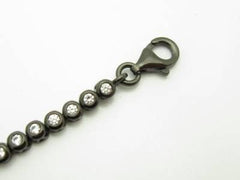 LIV 18kt Black Gold Sterling Silver White Sapphire Evil Eye Kabbalah Tennis Bracelet