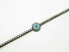 LIV 18kt Black Gold Sterling Silver White Sapphire Evil Eye Kabbalah Tennis Bracelet