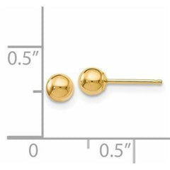 LIV 14k Yellow Gold Ball Design 4mm Diameter Halo Stud Earrings Push Backs Gift