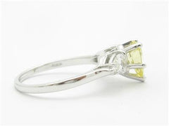 LIV 14k White Gold & Yellow Sapphire Pear Cut 3 Stone Design 2.00 ct Ring Size 7.5