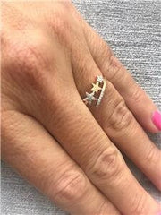 LIV 14k Yellow Gold & Diamonds 0.12ct Shooting Star Design Pave Hand Made Ring Sz 7