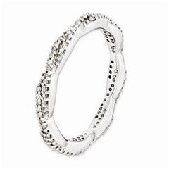 LIV Platinum Sterling Silver Diamond Eternity Braided Design Stackable Band Ring