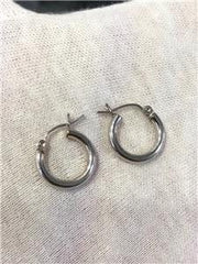 LIV 14k White Gold Small Hoop Design Hinged Post Earrings 1.5 Grams Gift