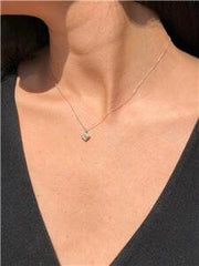 LIV 14k Two Tone Gold & Diamonds 0.15ct Diamond Shape Small Halo Stackable Necklace