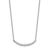 LIV 14k White Gold & Diamonds Bezel Curved Halo Layered Bar Design Necklace Gift