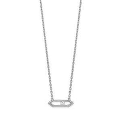 LIV 14k White Gold & Diamonds Floating Halo Abstract Layered Bar Design Necklace