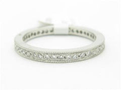 LIV Platinum Genuine White Diamond Round Pave Eternity Design Wedding Band Ring Gift All Sizes Available