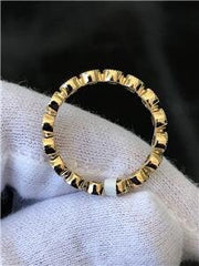 LIV 14k Yellow Gold & G/VVS Diamonds Millgrain Edge Bezel Halo Eternity Band Ring All Sizes Available
