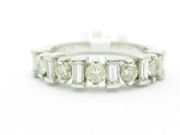 LIV 14k White Gold Genuine Baguette Round Cut White Diamond Wedding Band Design Ring All Sizes Available