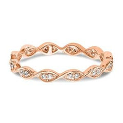 LIV 14k Rose Gold Vintage Marquise Design Diamond Eternity Band Ring G/VS1