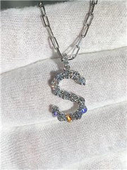 LIV 14k White Gold Genuine Diamonds 1.40ct tw G/VS1 Initial S Paper Link Necklace