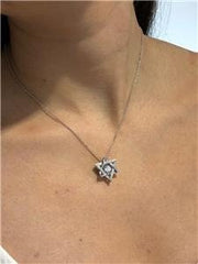 LIV Platinum Sterling Silver "Dancing Diamond" Star of David White Sapphire Pendant