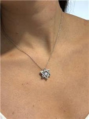 LIV Platinum Sterling Silver "Dancing Diamond" Star of David White Sapphire Pendant