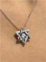LIV Platinum Sterling Silver "Dancing Diamond" Star of David White Sapphire Pendant