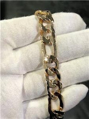 LIV 14k Yellow Gold Solid Hand Made Wide Solid Figaro Link Bracelet 8" L 50.5 Grams