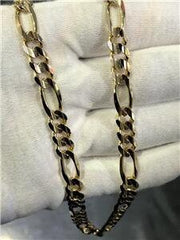 LIV 14k Yellow Gold Solid Hand Made Wide Solid Figaro Link Chain 20" L 48.3 Grams