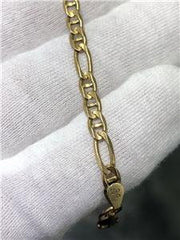 LIV 14k Yellow Gold Diamond Cut Figarucci Design Link Bracelet 4.3 Grams 3.88mm 7"L