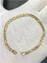 LIV 14k Yellow Gold Diamond Cut Figarucci Design Link Bracelet 4.3 Grams 3.88mm 7"L