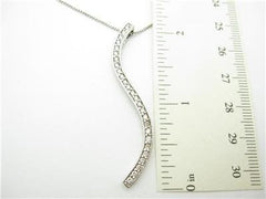 LIV 14kt White Gold Round Cut Pave Diamond Bar Necklace 0.80 ct Diamonds With Chain