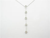 LIV 14kt White Gold Diamond Halo 2" Long Bar Necklace 0.35ct Diamonds With Chain