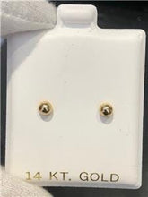 LIV 14k Yellow Gold 3mm Round Small Ball Stud Earrings Butterfly Backs