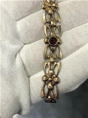 LIV Sterling Silver Hand Made Red Garnet Design Tennis Bracelet 16.3 Gr 7.5"