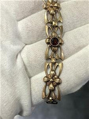 LIV Sterling Silver Hand Made Red Garnet Design Tennis Bracelet 16.3 Gr 7.5"