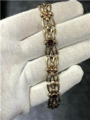 LIV Sterling Silver Hand Made Red Garnet Design Tennis Bracelet 16.3 Gr 7.5"