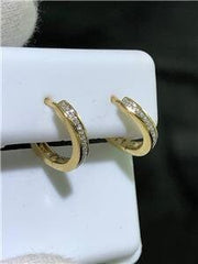LIV 14k Yellow Gold & Genuine Diamonds G/VS1 0.25ct Pave Wide Huggie Hoop Earrings