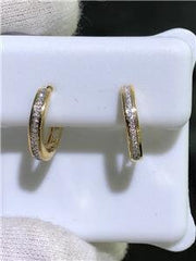 LIV 14k Yellow Gold & Genuine Diamonds G/VS1 0.25ct Pave Wide Huggie Hoop Earrings