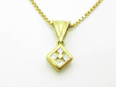 LIV 18kt Yellow Gold Genuine White Diamond Halo Design Princess Cut Necklace Gift