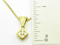 LIV 18kt Yellow Gold Genuine White Diamond Halo Design Princess Cut Necklace Gift
